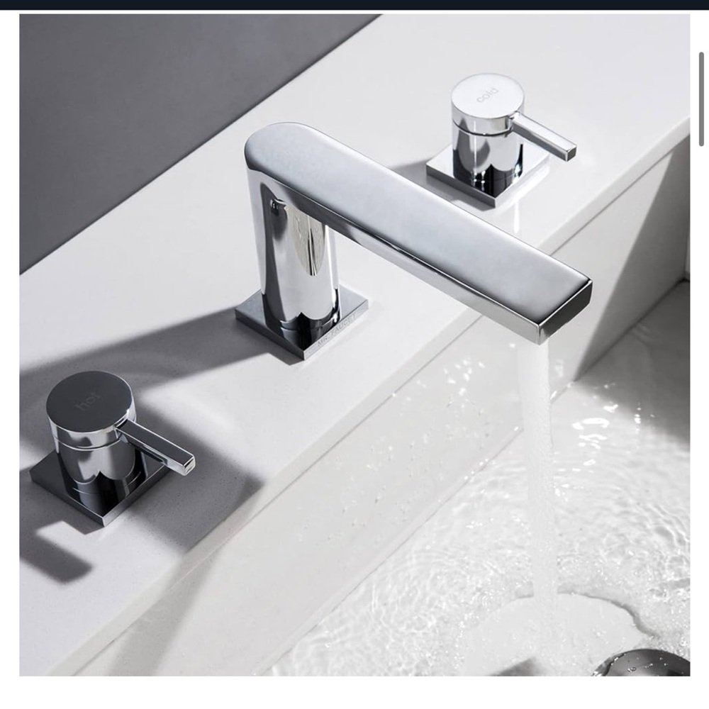 NIB Lavatory Mr Faucet Widespread Sink 3 Hole
2 Handle Bathroom Chrome pop drain - Picture 11 of 12